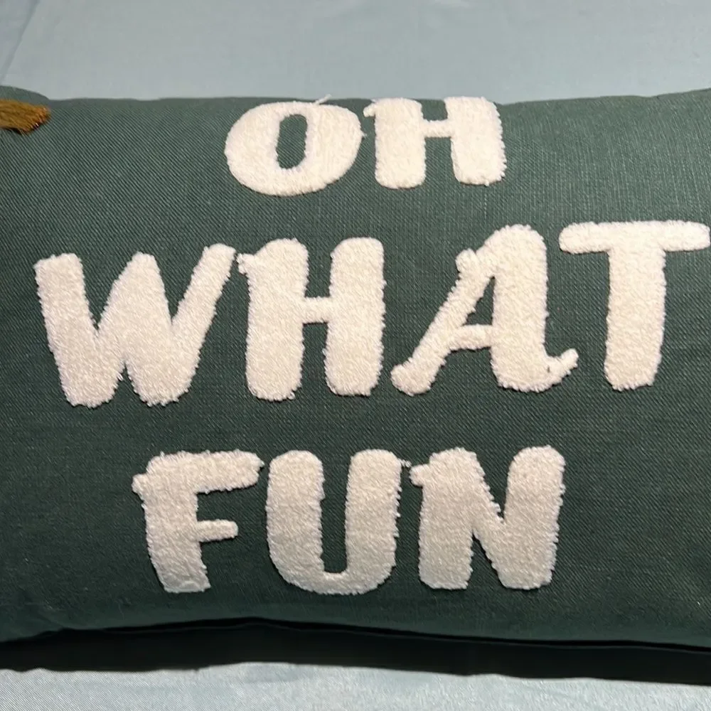 Anthropologie Snow Day “Oh What‎ Fun” Lumbar Pillow NWT